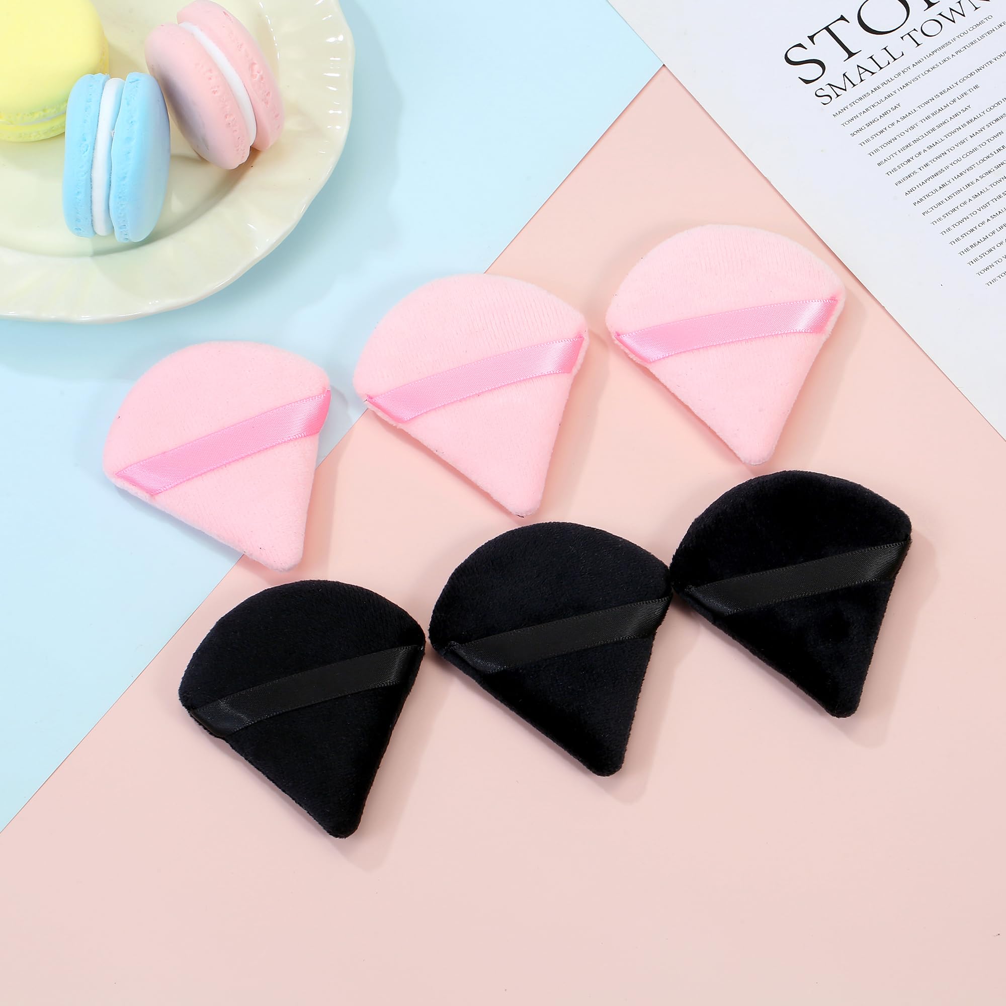 24Pcs Black and Pink Powder Puff, Triangle Powder Puffs, Powder Puffs for Makeup and Cosmetic Foundation