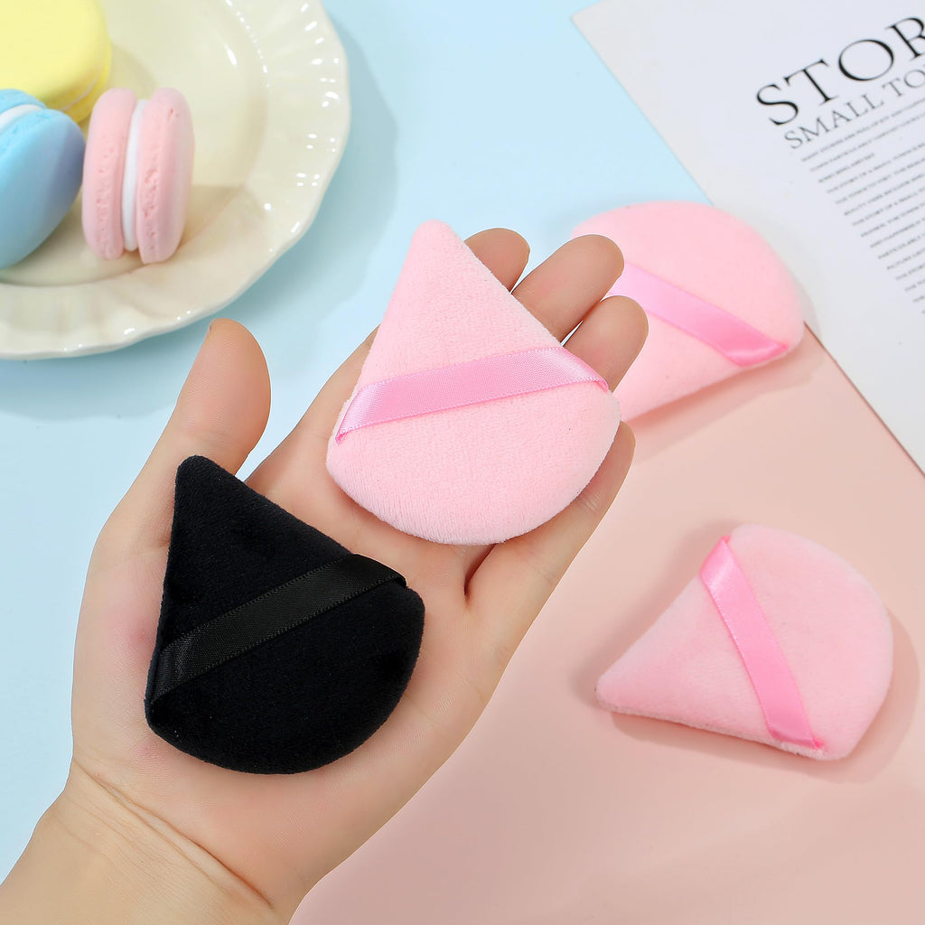 24Pcs Black and Pink Powder Puff, Triangle Powder Puffs, Powder Puffs for Makeup and Cosmetic Foundation