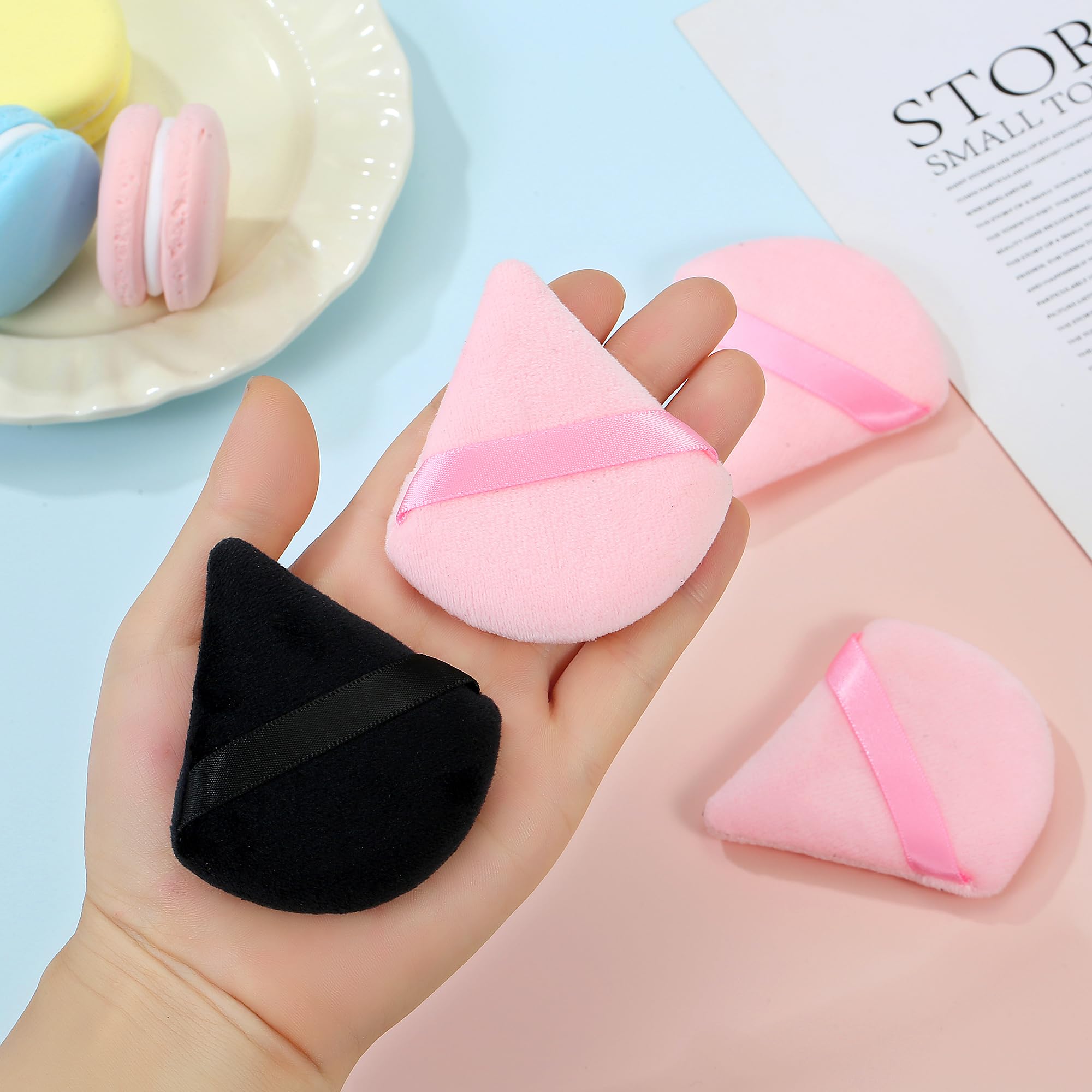 24Pcs Black and Pink Powder Puff, Triangle Powder Puffs, Powder Puffs for Makeup and Cosmetic Foundation