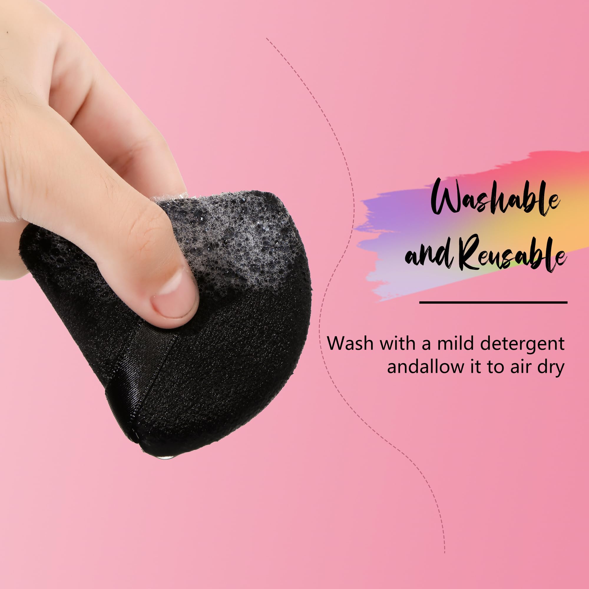 24Pcs Black and Pink Powder Puff, Triangle Powder Puffs, Powder Puffs for Makeup and Cosmetic Foundation