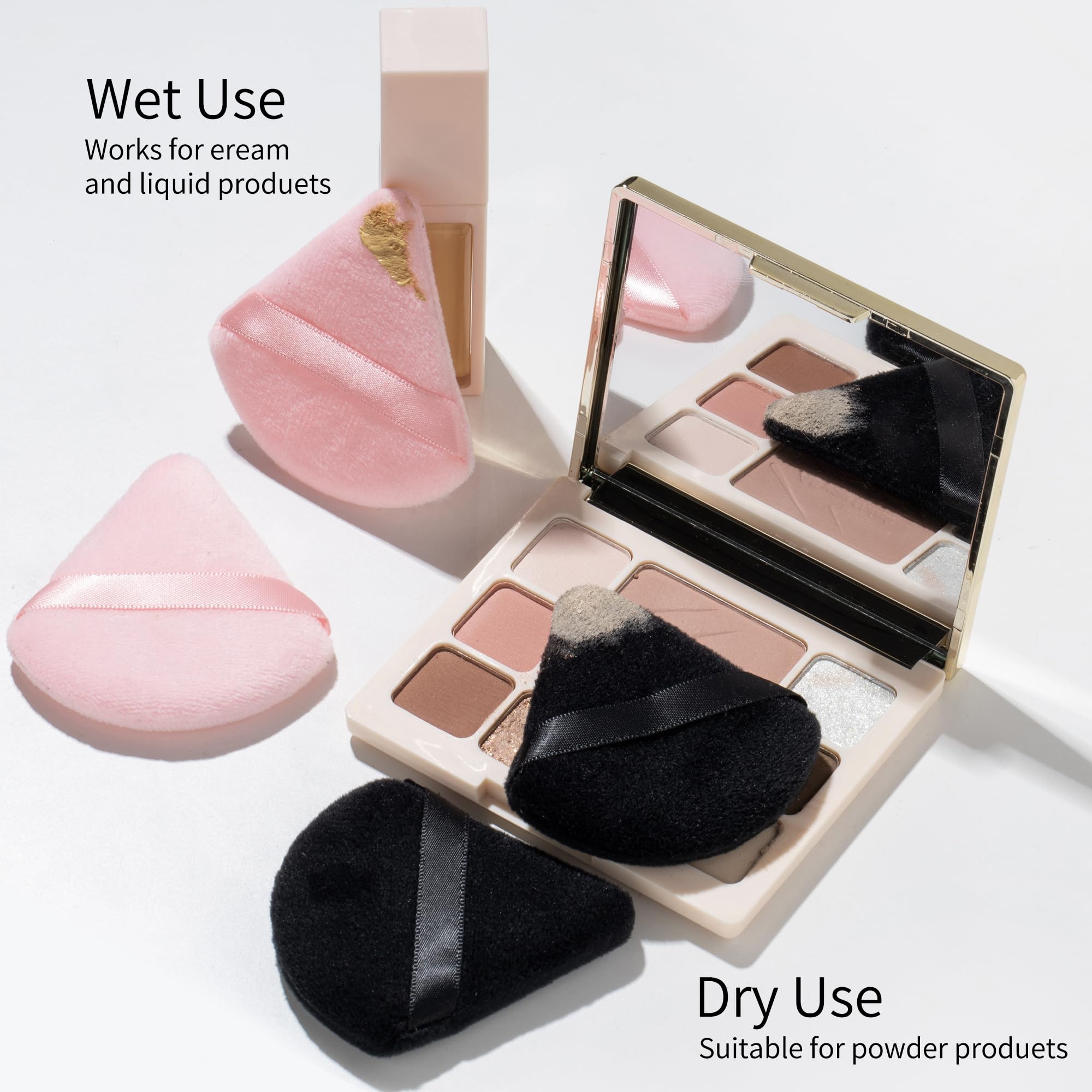 24Pcs Black and Pink Powder Puff, Triangle Powder Puffs, Powder Puffs for Makeup and Cosmetic Foundation